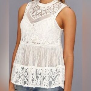 Free People White Lace Blouse